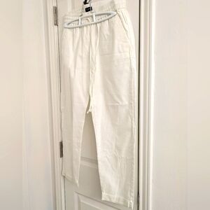 White linen joggers